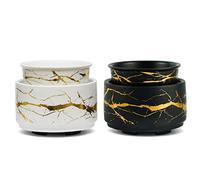 PALANCHY Lot de 2 brûleurs de cire électrique 3 en 1 en céramique pour cire parfumée, maison, bureau, chambre à coucher, aromathérapie, cadeau et décoration (blanc et noir)