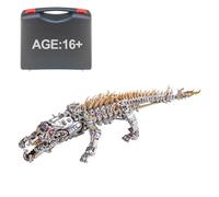 Palapozzy Kit d'assemblage 3D en métal de crocodile endormi - Puzzle 3D à faire soi-même - Animaux biomimétiques - Cadeau stimulant pour garçons ou filles (1500 + pièces/bronze)