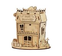 Palapozzy Puzzle 3D en bois Halloween Zombie House Model Kit, fait à la main, construction de bâtiments en bois, créatif pour adulte (Version kit/33 pièces)