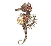 Palapozzy Puzzle mécanique 3D en métal pour adulte, assemblage hippocampe, kit animal 3D, cadeau stimulant pour adultes (version lampe de feu d'artifice/2100 pièces)
