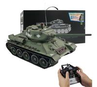 Palapozzy Réservoir RC 1/16 pour adultes, modèle de char militaire soviétique T-34 moyen télécommandé avec effet de tir de fumée sonore, modèle de véhicule RC pour les amateurs de militaires