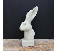 Palatina Werkstatt Figurine tête de lapin en pierre, 47 cm, résistante au gel, aux UV, teintée dans la masse, fabriquée à la main en Allemagne, jardin et intérieur