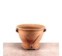Palatina Werkstatt Pot de fleurs en terre cuite fait à la main avec anse - Pot de fleurs pour jardin, appartement et fleurs en terre cuite - Taille L