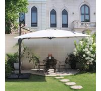 Palatino ensemble parasol écru 3x3m et 4 dalles à lester