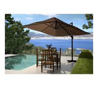 Parasol déporté carré de 3x3m rotatif à 360° chocolat PALATINO