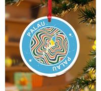 Palau Décoration de Noël Carte du Monde Drapeau Décoratif Souvenir Disques Acrylique Transparent Drapeau National Cadeaux Nautiques Boule de Noël pour Décoration de Sapin de Noël Étiquette Cadeau