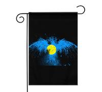 Palau, peuple de Palau, drapeau américain, aigle Drapeaux de jardin (12,5 x 18 pouces) - Bannière aux couleurs éclatantes pour décoration extérieure de jardin et de maison