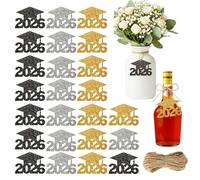 Palaufr 2026 Étiquette de Diplôme - 24 Étiquettes de Chapeau à Paillettes,Décorations de Graduation 2026 - Pour projets artisanaux de table, centres de table, vases, bocaux et classes