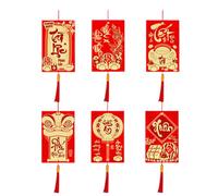 Palaufr Décorations Du Nouvel An | 6 Pièces Rouge Vietnamien 2026,Ornements en Papier Thème Rouge et Or - pour Fête Maison Entrée Arbre Mur Porte en Pot Bureau