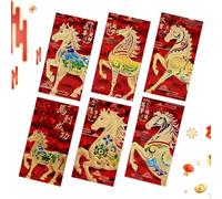 Palaufr Enveloppes Rouges Du Nouvel An - 6 Pièces Décorations 3D En Relief Avec Paillettes 2026,Enveloppes Rouges Chinoises Pour Argent,Cadeau pour Adultes Famille Fille Garçon Ados Parents