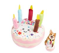 Palaufr Jouet De Gâteau d'anniversaire De Chien, Jouets en Peluche Grinçants pour Chiens, Jouet en Peluche d'anniversaire pour Chien, Jouets Interactifs pour Chiens