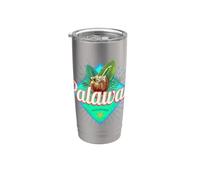Palawan Island Philippines Noix de coco Retro Vacation Gobelet isotherme en acier inoxydable double paroi
