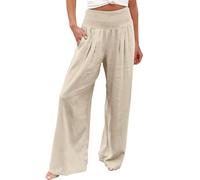 Palazzo Culotte Pantalon pour femme, jupe-short évasée en lin, taille haute, infroissable, pour voyage et centres de villégiature