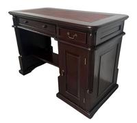 PALAZZO INT Villa Hemingway Bureau anglais en acajou massif avec insert en cuir synthétique, 2 tiroirs et porte, 120 × 60 × 82 cm, style colonial 19 ans (foncé)