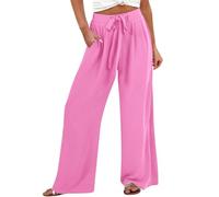 Palazzo Pantalon pour femme Grande taille, pantalon ample à jambe large - Pantalon de sortie de couleur pure - Pantalon de marche tendance avec nœud papillon - Pantalon de marche confortable et doux