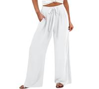 Palazzo Pantalon pour femme Grande taille, pantalon ample à jambe large - Pantalon de sortie de couleur pure - Pantalon de marche tendance avec nœud papillon - Pantalon de marche confortable et doux
