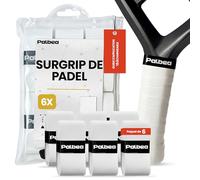 Palbea Surgrip de Padel Blanc Très Adhésif - Lot de 6 - Bande Antidérapante pour Raquettes de Padel - Surface Souple - Surgrips Spécialement Conçus pour Les Raquettes de Padel