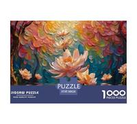 Pale Pink Flowers Floating on The Water 1000 Pcs Carton Premium Coffret De Puzzles Vibrant Water Lily Pond Stimulant Et Éducatif Jeu Créatif Puzzles pour Adultes Et Enfants 38x26cm/1000pcs