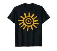 Paleo Sun Design Pétroglyphe Symbole Soleil Doré T-Shirt Graphique avec Valeur