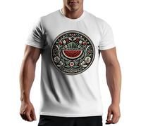 Palestine Coat of Arms Watermelon Free Palestine Art T-Shirt Blanc pour Les Hommes Size 3XL