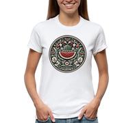 Palestine Coat of Arms Watermelon Free Palestine Art T-Shirt Femme Blanc Size M