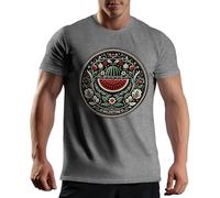 Palestine Coat of Arms Watermelon Free Palestine Art T-Shirt Gris pour Homme Size L