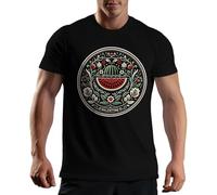 Palestine Coat of Arms Watermelon Free Palestine Art T-Shirt Noir pour Homme Size S