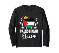 Palestinian Queen Palestine Flag Proud Palestinian Woman Manche Longue