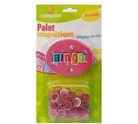 Palet ramasse jetons avec 100 pions loto magnetiques - kit accessoires bingo 2 en 1 rose - nouveaute - set jeu kermesse et carte