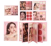 Paleta de libros de maquillaje - Kit de cosméticos estilo libro de 5 capas con sombra de ojos, rubor y colores de labios, juego de paleta de maquillaje todo en para mujeres y niñas principiantes,