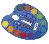 Palette 12 Pastilles D'aquarelle Ø45 Mm Avec Tube Blanc Et 2 Pinceaux