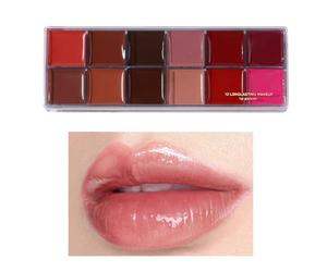 Palette 12 Rouges à Lèvres, Rouge à Lèvres Maquillage Effet Mat, Teintes Universelles Gloss Léger Texture Douce Idéal Femme Adulte Adolescente