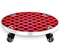 Palette à Plantes Robuste avec roulettes, Chariot à Plantes Roulant pour Pots d'intérieur, capacité de Charge de 120 kg, Chariot à Plantes Rouge de 43 cm et Plateau à Soucoupe pour Une Mobil