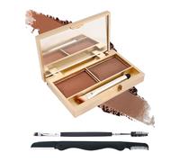 Palette à Sourcils Poudre, Brun Marron Foncé, Waterproof & Longue Tenue | Eyebrow Powder Kit, Maquillage Poudre À Sourcils Résultat Naturel, Facile à Colorer, Avec Pinceau & Miroir, Cadeau Femmes