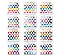 Palette Analyse Colorimétrie 12 Saisons, Nuancier de Poche Acrylique Transparent avec Porte-Clés, Outil Conseil Image pour Maquillage Style Vêtements, Kit Relooking 12 Cartes