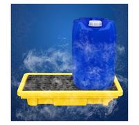 Palette anti-déversement robuste et étanche pour tambours - Plateau extensible modulaire avec accès au chariot élévateur et drainage, 72 x 72 x 16 cm, solution de stockage en polyéthylène durable pour