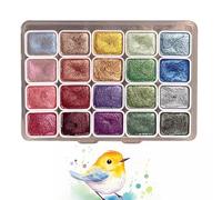 Palette Aquarelle - 20 Couleurs Nacrées 10x7cm / 11.5x8.5cm | Set Voyage Peinture Aquarelle | Kit Coloration Portable pour Adultes Artistes Étudiants Calligraphie Artisanat Et Projets DIY