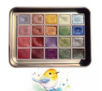 Palette Aquarelle - 20 Couleurs Nacrées 10x7cm / 11.5x8.5cm | Set Voyage Peinture Aquarelle | Kit Coloration Portable Pour Adultes Artistes Étudiants Calligraphie Artisanat Et Projets DIY