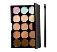 Palette Correcteur, 15 Couleurs Palette de Maquillage Correcteur de Couleur Camouflage du Visage Fournitures Maquillage Contour avec Éponge Puff Ovale et Brosse Beauté Crème, Crème Cont