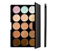 Palette correcteur de 15 couleurs, ensemble de maquillage Contour Camouflage du visage avec éponge bouffante et pinceau, formule crème