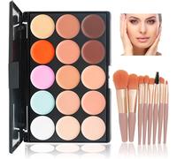 Palette Correcteur De Teint 15 Couleur Makeup Concealer Correcteur Anti Cernes Avec 10 Pièces Pinceau De Maquillage Pour Un Usage Professionnel Et Quotidien #C