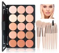 Palette Correcteur De Teint 15 Couleur Makeup Concealer Correcteur Anti Cernes Avec 10 Pièces Pinceau De Maquillage Pour Un Usage Professionnel Et Quotidien #C