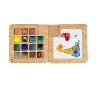 Palette d'aquarelle | Boîte à pigments de couleur bois à 15 compartiments - Boîte de palette magnétique pour peinture à l'aquarelle, boîte de peinture faite à la main Keloc