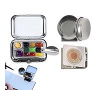 Palette d'aquarelle de voyage, plateau vide à 10 compartiments avec clip magnétique - Petite palette de peinture d'artiste pour voyage, salle de ole, randonnée, camping, journal
