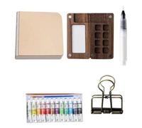 Palette d'aquarelle portable de voyage 8/15 couleurs, mini boîte peinture en noyer, palette aquarelle for artiste, carnet croquis, fournitures d'art Pour Artistes Et Peintres Amateurs(6 Grid)