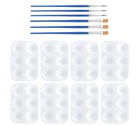 Palette de 8 pièces, 6 pinceaux, Palette de mélange, Palette 6 Trous, Palette de Peinture, Palette d'aquarelle, Bol de Peinture pour la Peinture, mélange de Couleurs Artisanales