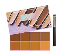 Palette de 8 teintes de correcteur crème mat et onctueux avec applicateur, crème waterproof à couvrance totale pour les imperfections et le camouflage, crème correctrice de teint (Couleur foncée)
