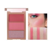 Palette de blush 3 couleurs, blushs pour les joues, palette de maquillage crème et poudre compacte, blush mat naturel longue tenue, cadeau maquillage (#02)