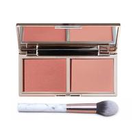 Palette de blush bicolore avec rose mauve et tons poudrés - Poudre mate et scintillante pour les joues, effet dégradé naturel avec miroir et pinceau, pigmentation à construire (02 Dusty Rose Bean)