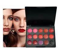 Palette de brillance à lèvres, palette de rouge à lèvres - 15 couleurs palette de glaçage à lèvres de texture mate de couleur,Roupstics de maquillage nourrissants à construire et à mélange pour le cam